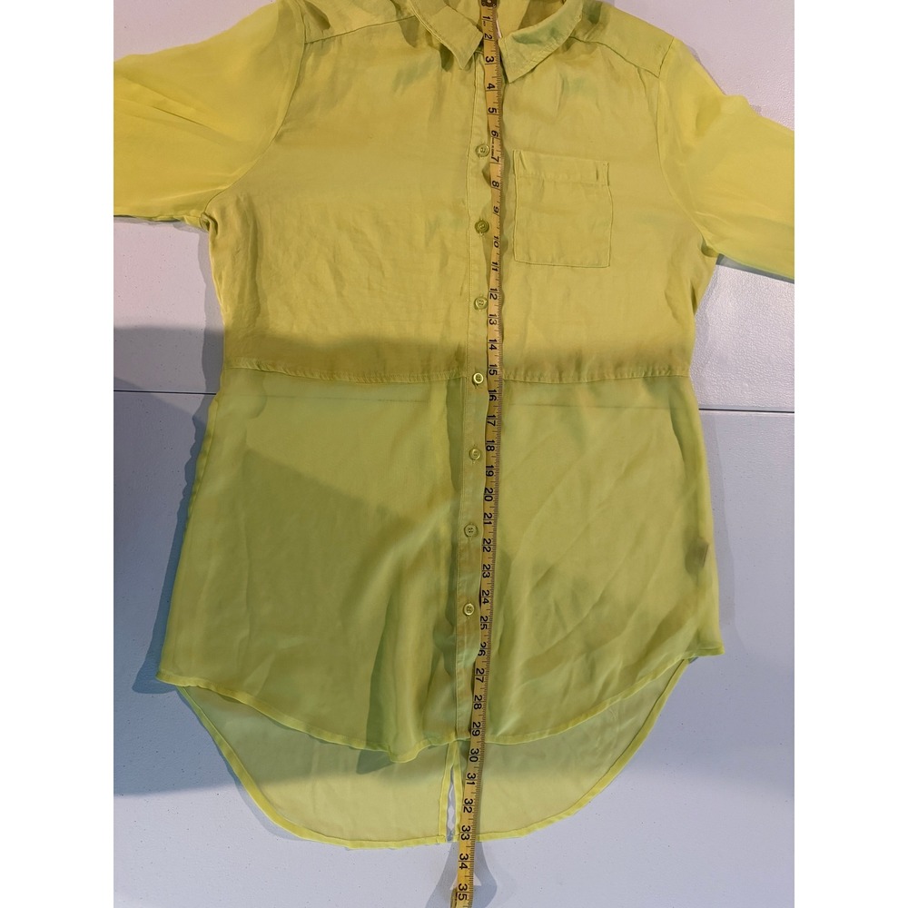 Free People "Best of Both Worlds" Blouse Yellow M Sheer High Low Asymmetrical - Picture 6 of 6
